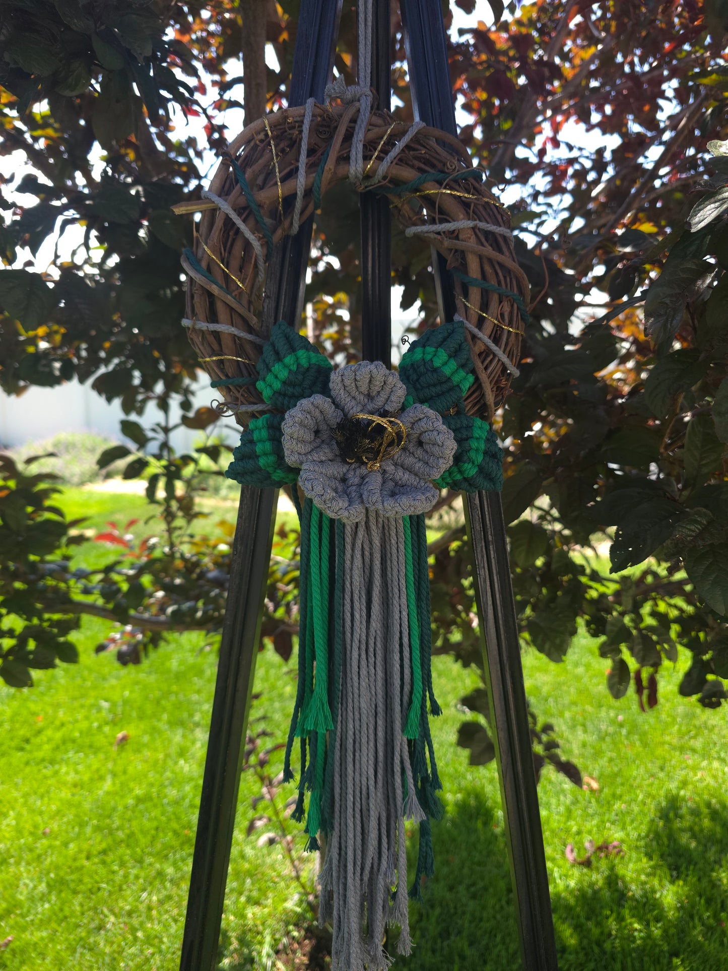 8" Classic *Summer colors* macrame flower wreath