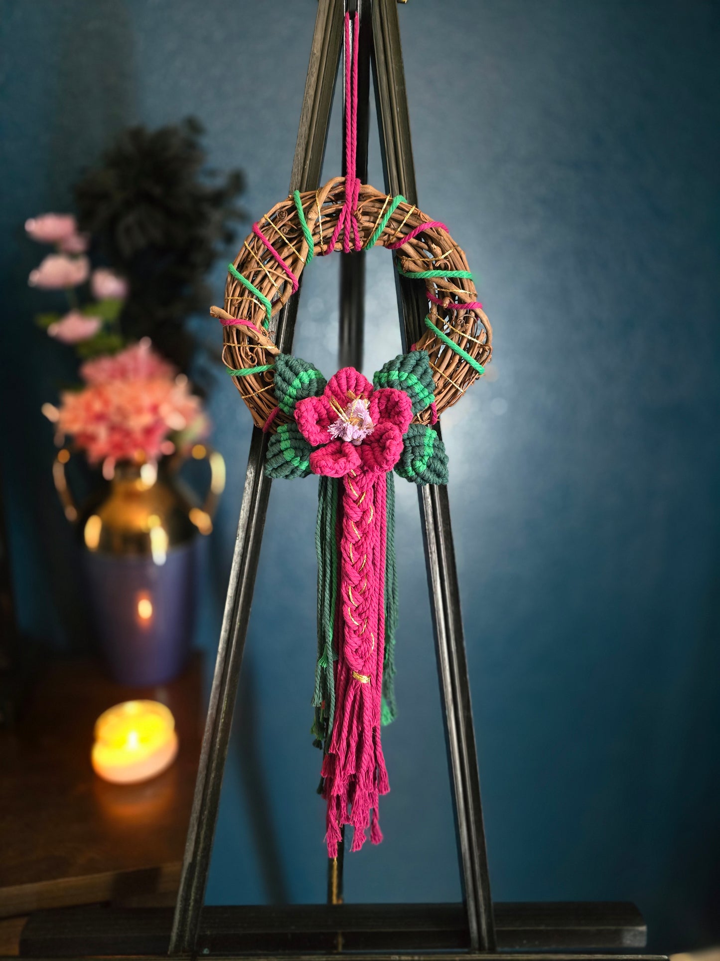8" *Mini Classic* Colors of the Rainbow 🌈 macrame flower wreath