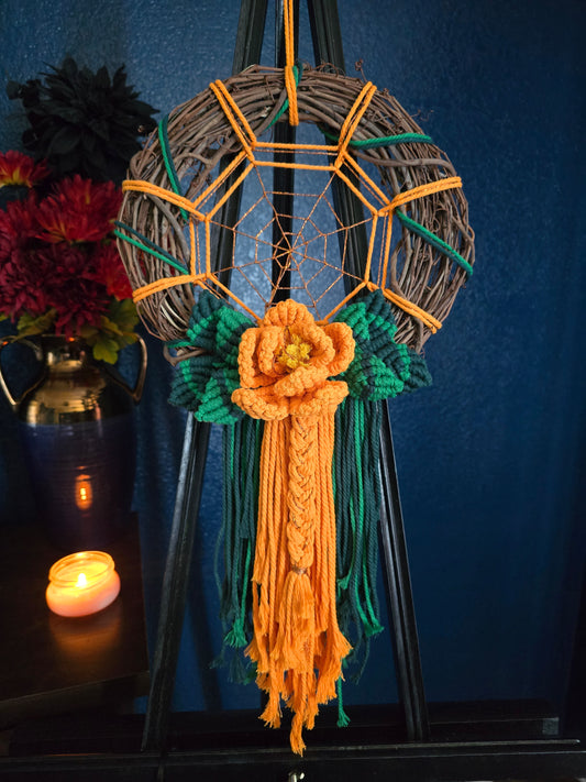 12" *Spider Web* Colors of the Rainbow 🌈 macrame flower wreath