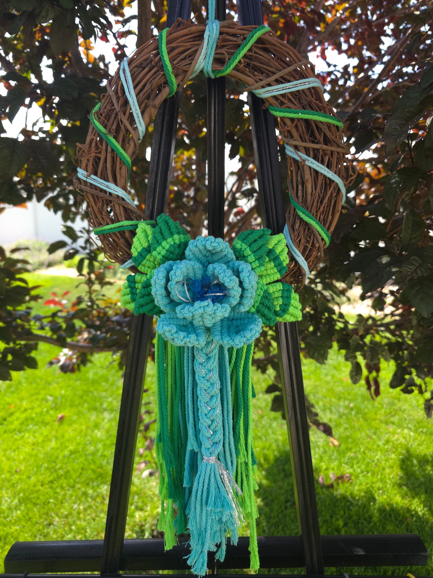 12" Classic *Summer colors* macrame flower wreath