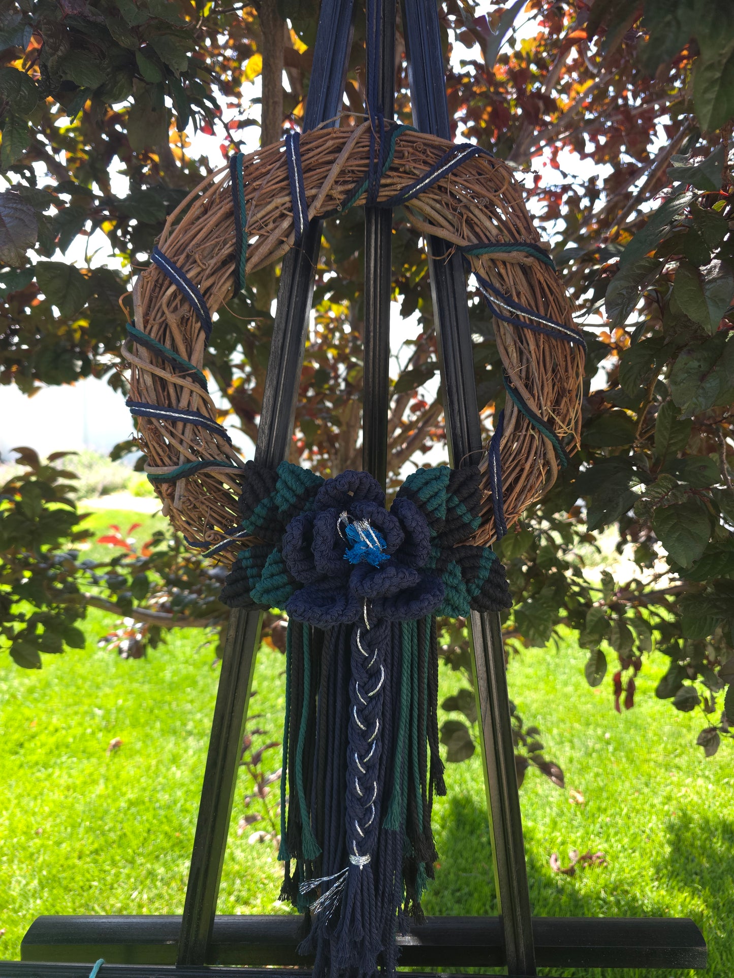 12" Classic *Summer colors* macrame flower wreath