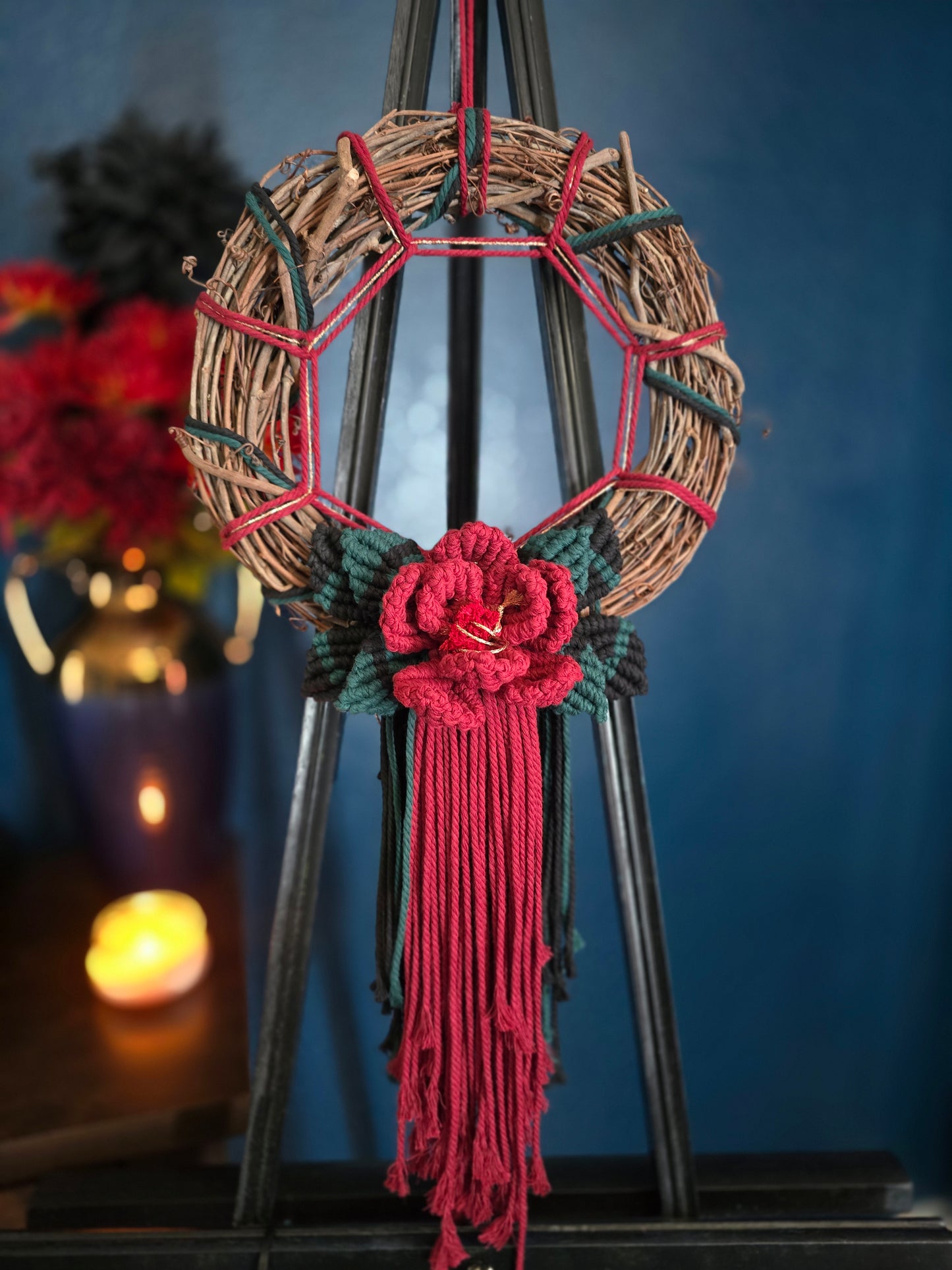 12" *Sacred Web* Colors of the Rainbow 🌈 macrame flower wreath