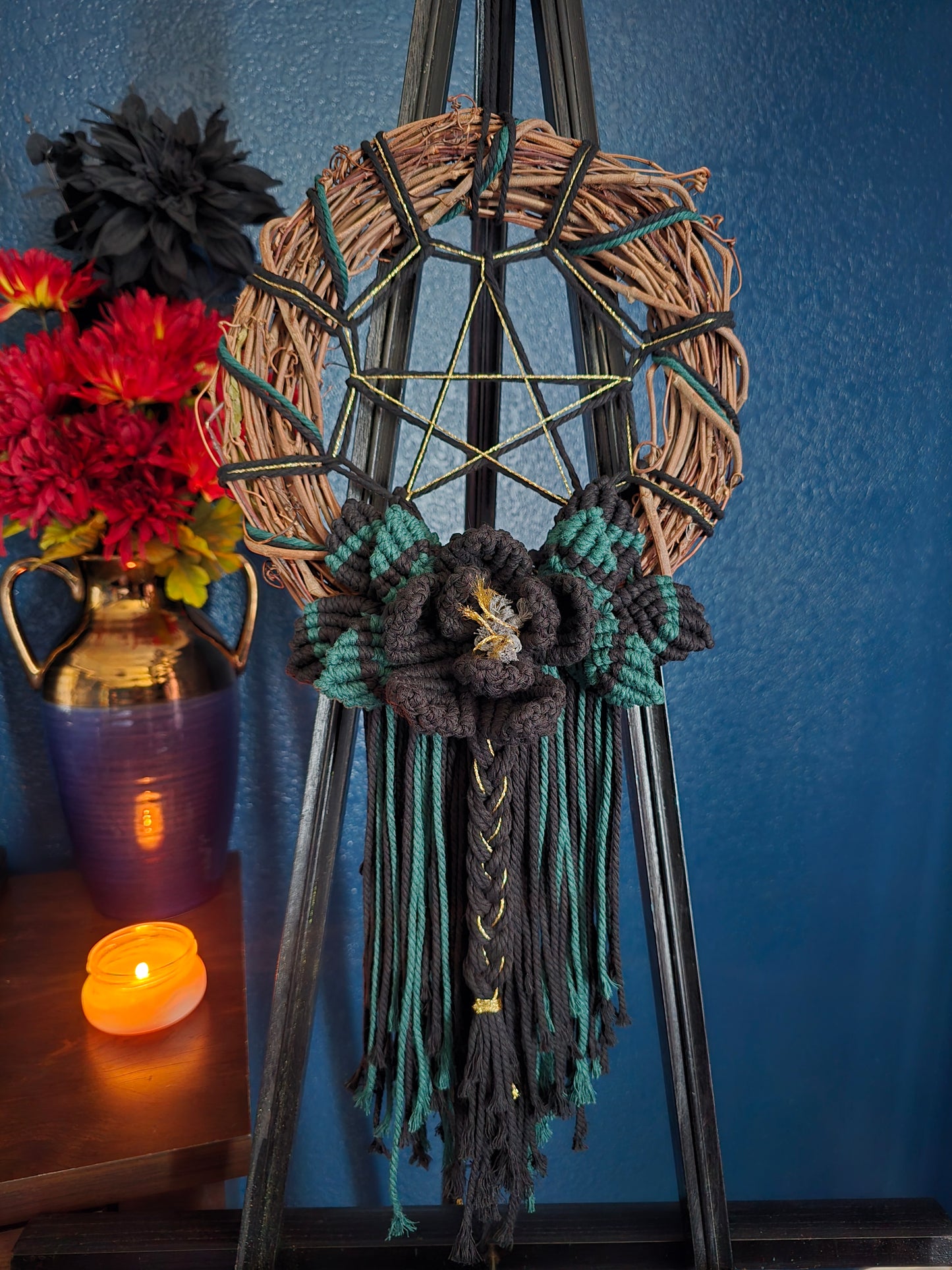 12" *Pentacle* Colors of the Rainbow 🌈 macrame flower wreath